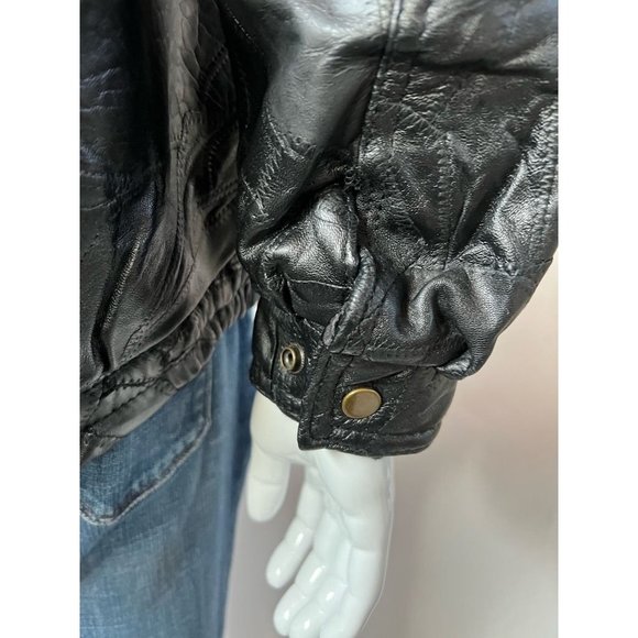 Vintage Maxam Mens Leather Jacket Black Grain Lambskin Zipped Pockets Collared L - Picture 8 of 12